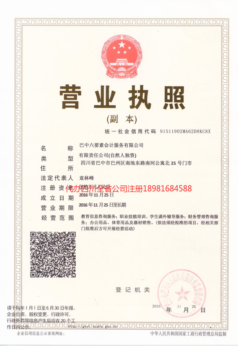 广安广安六要素会计服务有限公司